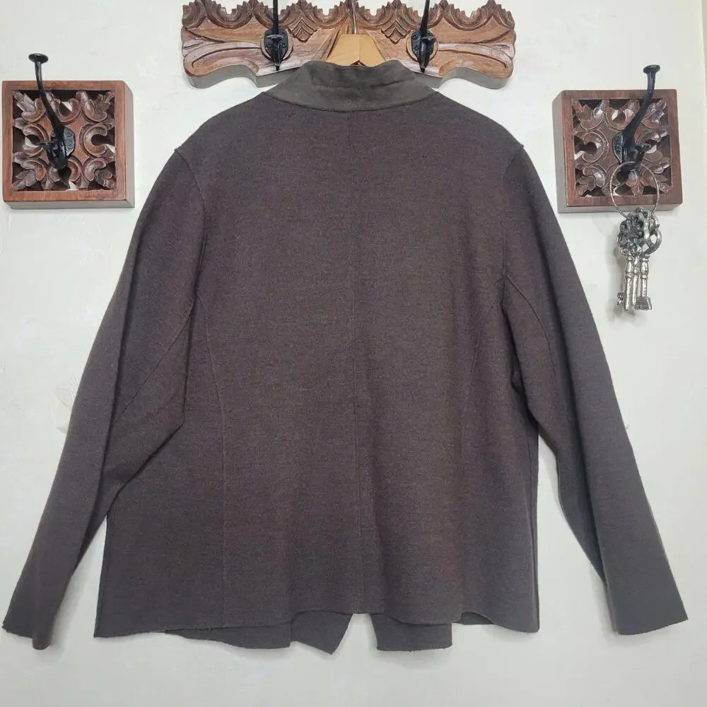 EILEEN FISHER Women Lamb Suede Merino Wool Felted Knit Blazer Jacket Shacket✨️2X